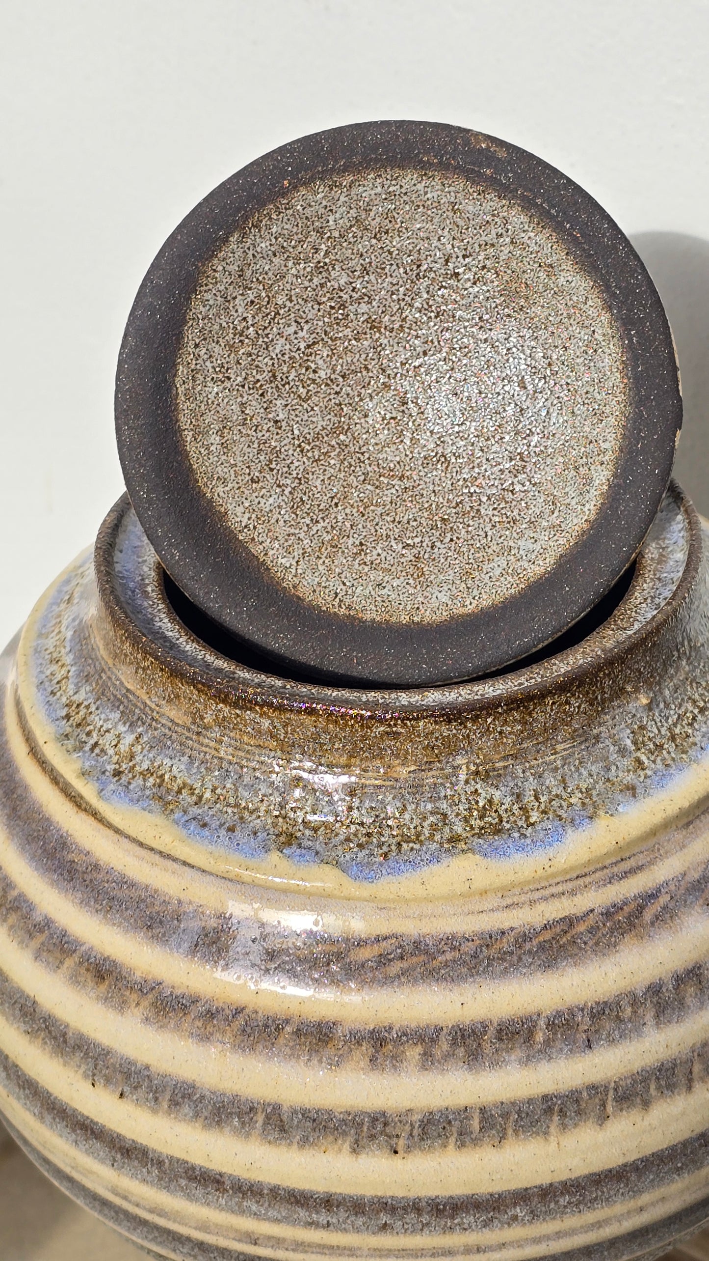 Black Jar with White Slip